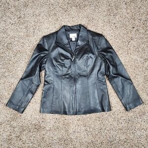 Vintage East 5th Leather Jacket Women’s Black Size Medium Petite Classic Biker